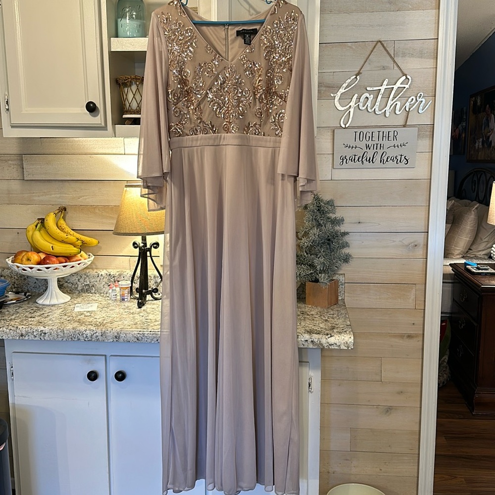 Women’s size 12 formal dress by R&M Richards champagne